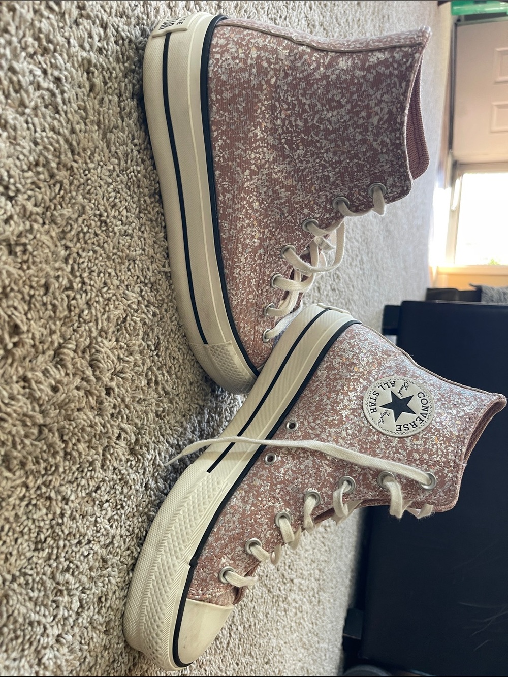 Converse High Top Sneakers in Pink Glitter